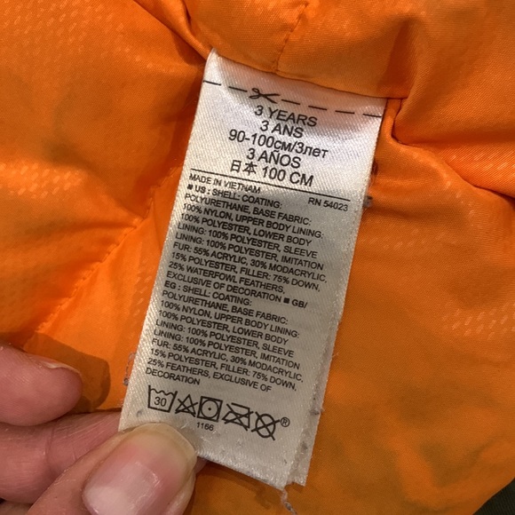 Baby Gap Army Green/Orange Winter Thick Down Puffer Jacket Interior Lining in 3T - Picture 7 of 10